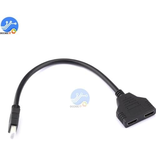 1PC HD-MI Compatible 2 Dual Port Y Splitter HD 1080P V1.4 Male To Double Female Adapter Cable 1 In 2 Out Converter Connect Cable