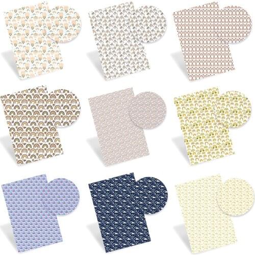 Faux Leather Sheets Rainbow Printed Synthetic Leather Vinyl Fabric for DIY Earrings Bows Craft 20*33cm 1 Pcs