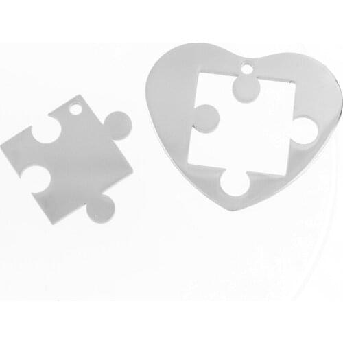 100% Stainless Steel Charms Broken Heart Blank Heart Puzzle Charm Pendants For DIY Jewelry High Polish Wholesale 10pcs