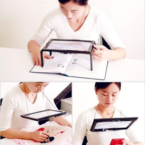 2.5X Reading Magnifier with LED Lights Hands Free, Large Rectangular Magnifying Glass Provides a Larger Reading Area