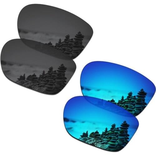SmartVLT 2 Pairs Polarized Sunglasses Replacement Lenses for Oakley Crossrange Stealth Black and Ice Blue