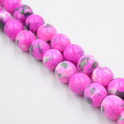 4MM 6MM 8MM 10MM 12MM Natural Red Dots Rainbow Stones Round Spacer Loose Beads For Necklace Bracelet Charms Jewelry Making