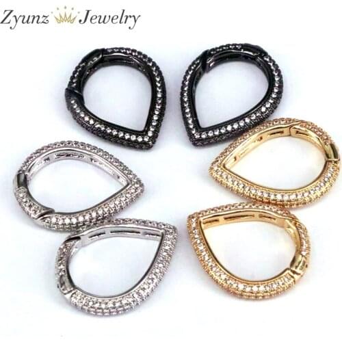 5PCS, Gold/Black/Silver Color Micro Pave CZ Drop Carabiner Clasp , Push In Clasp, Pave Cubic Zirconia Clasps for Jewelry Making