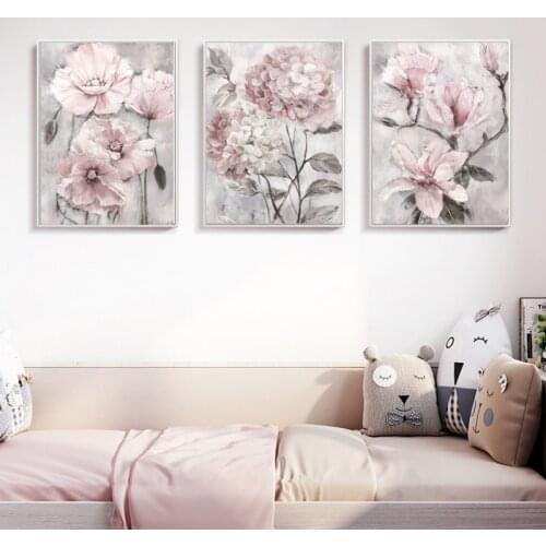 Diy 5D Diamond Painting Diamond Mosaic Cross Stitch Kits Pink Grey Floral Picture Full Drill Diamond Embroidy Home Decor