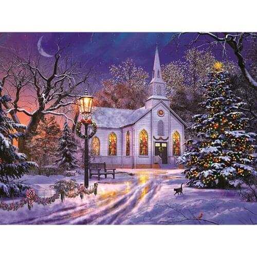 Diamond Embroidery Bright Light In Church Handmade Diamond Painting Needlework Mosaic Cross Stitch Home Decor KBL