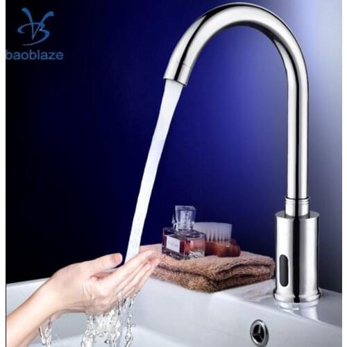 Automatic Infrared Sensor Faucet Single Cold Water Faucet Bathroom Basin Electrical Auto Sensor Faucet Deck Mounted