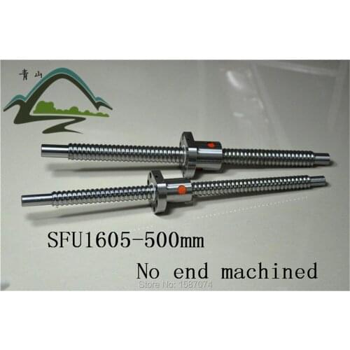 Free Shipping 16mm Ball Screw Rolled ballscrew 1pc SFU1605 L500mm with 1pc 1605 Flange single ballnut