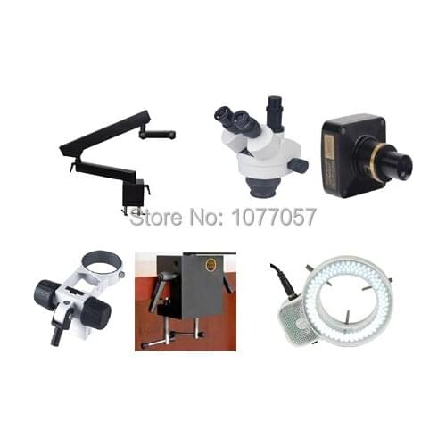 Free shipping,CE,3.5x-90x, UBS2.0 3.M Digital Articulating Zoom Stereo Microscope + LED144 ringlight+ 3.0M pixel Camera