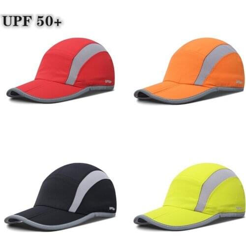 UPF 50+ Outdoor Hat Baseball Cap Folding Reflective Running Cap Unstructured Sport Hats for Men and Women Wholesale