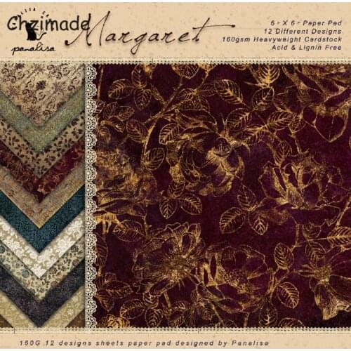 Chzimade 12Pcs Vintage Flower Scrapbooking Paper Pad Origami Art Background Paper 15.2x15.2cm For Diy Card Making Paper Craft