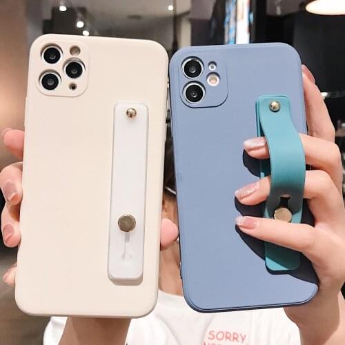 Luxury Liquid Square Phone Case For iPhone 11 12 Pro Max XS Max X XR 7 8 Plus SE2020 Wrist Strap Stand Soft Silicone Back Cover