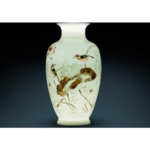 Jingdezhen Ceramic vase Master Hand Painted Lotus Flower Vase New Chinese Style Living Room Antique Ornaments porcelain vase