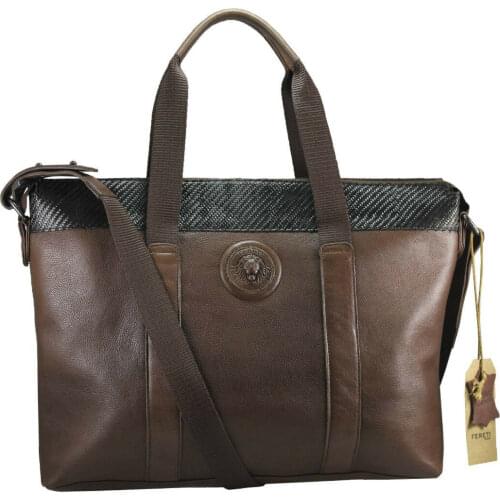 Carbon fiber Real leather business bag laptop messenger bags leisure bags flap pockets shoulder