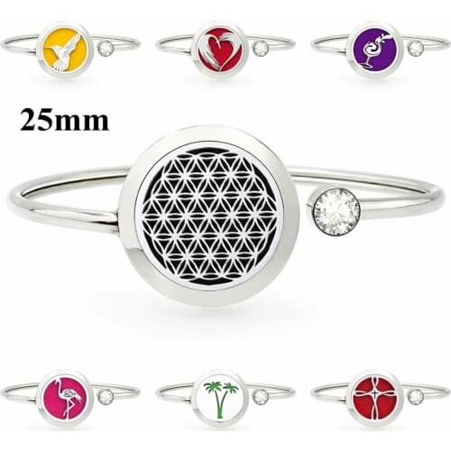 Hot 25mm Stainless Steel Aromatherapy locket Bracelet Bangle essential oil perfume locket bracelet Jewelry free 10pads as gift