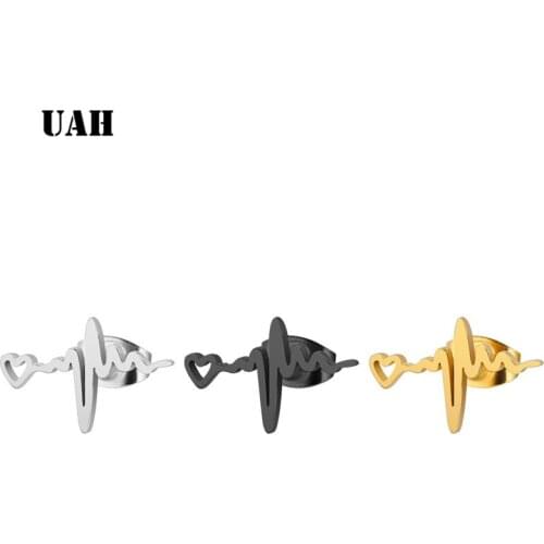 UAH Cute Tiny Heartbeat Earrings for Women Girls Kids Jewelry Romantic Stainless Steel Stud Earrings Elegant Fancy Ear Studs