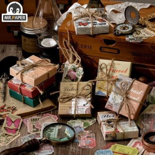 Mr.Paper 4 DesignRetro JUNK JOURNAL Series Decorative Stickers For Scrapbooking Bullet Diary Decorative Stationery Stickers