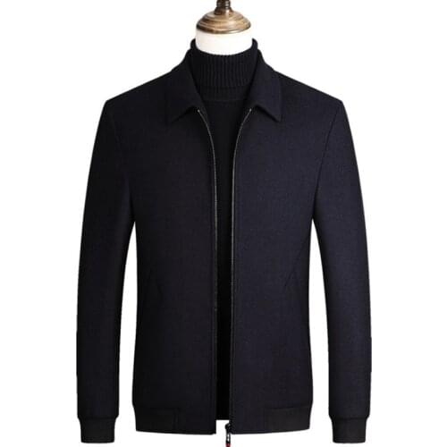 Nice Spring Autumn Wool Coat Men Business Casual Woolen Jacket Slim Fit Solid Color Men Woolen Coat Zipper Jacket Male