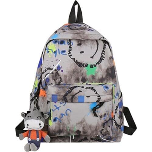 2021 new school bag men and women graffiti printed backpack trendy large-capacity campus school bag mochila рюкзак школьный