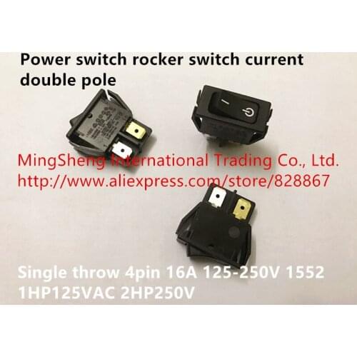 Original new 100% power switch rocker switch current double pole single throw 4pin 16A 125-250V 1HP125VAC 2HP250V