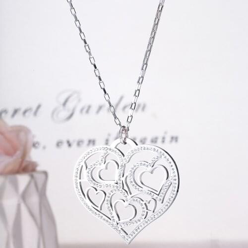 2020 Women Multiple Heart Pendant Necklace Long Crystal Charm Necklace Handmate Jewelry Wedding Party Gifts Collar de mujer