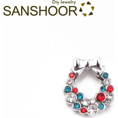 SANSHOOR Colorful Crystal Bow-Knot Slide Charms Fit 10mm Wide Wrap Leather Bracelets Designs for Women Christmas Gifts 6 Pcs