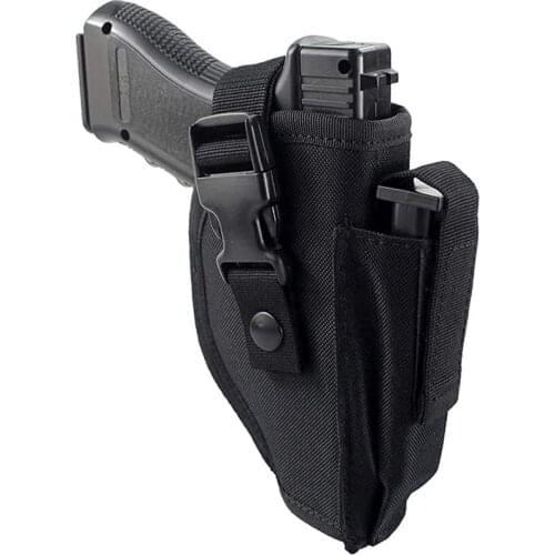 Right Left Interchangeable Tactical EDC Pistol Hand Gun Holster Hunting Black Magazine Slot Holder Molle bag