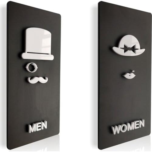 Bathroom Toilet Door Sign Creative Wall Stickers Wc Indication Signage Acrylic Plates Men Women House Number Prompt Plaque
