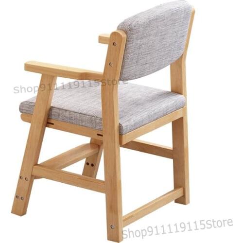 Solid Wood Childrens Chair Adjustable Lifting Writing Desk Chair Household Chair Student Study Chair Dining Chair Back Chair