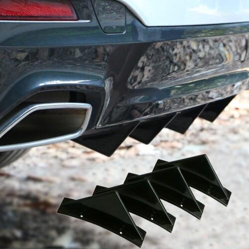 Universal Body Spoiler Car Back Rear Bumper Diffuser Shark Fin Kit Wing Splitter Rear Spoiler