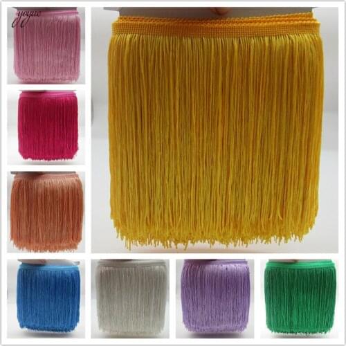 YOYUE 100meter/lot 20CM Long Fringe Trim Lace Tassel Fringe Trimming For Diy Latin Dress Stage Clothes Accessories Lace Ribbon