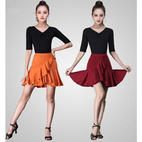 2020 Latin Dance Skirt For Women Adult Skirt New Ruffle Skirt For Dance Performances Irregular Skirt For Women Rumba Precision