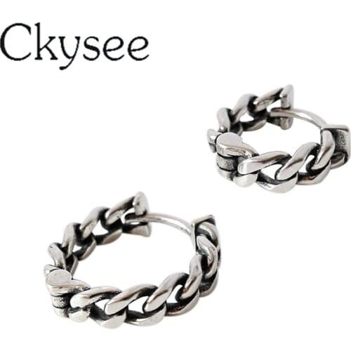 New 925 Sterling Silver Distressed Vintage Chain Earring For Women Fashion Simple Earrings Daily All-Match Charm