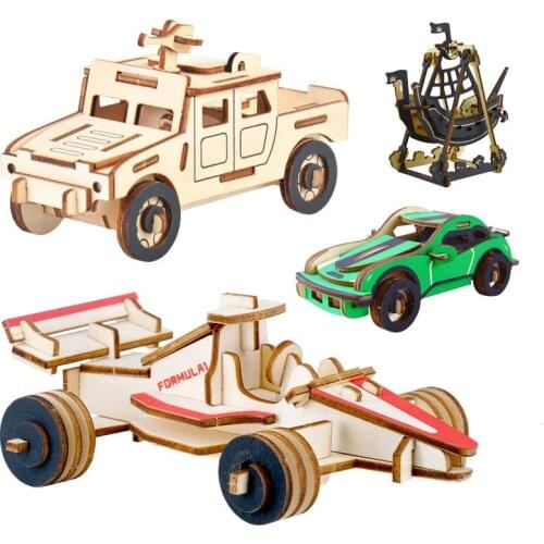 1Pcs Creative 3D Wooden Aircraft Tank Model Military Simulation Toys DIY Puzzle Board Arms Children Educational Toys