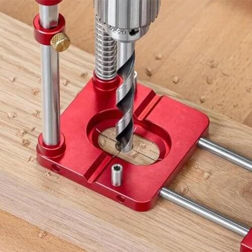 2021 1pcs Woodworking Drill Locator Red Adjustable Drilling More Accurate Drilling Template for Woodworking Locator
