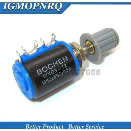 1PCS WXD3-12 1W Potentiometer + 1 Grey knob 100 220 470 1K 2K2 3K3 4K7 10K 22K 33K 47K Ohm 100R 220R 2.2K 3.3K 4.7K