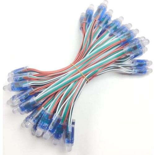1000pcs DC5V WS2811 Full Color LED Pixel Light Module 12mm 15cm wire IP68 waterproof RGB Digital led strings