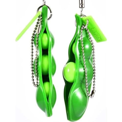 2@#Car Key Accessories Pea Bean Decompression Toy Key Car Chains Keychain Toy Creative Car Pendant Key Chain Accessories Pendant