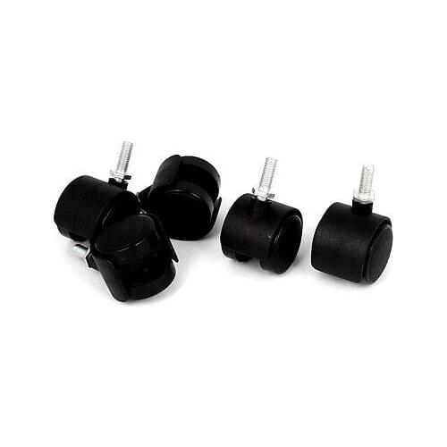 5pcs Replacement Office Chair Swivel Twin Wheel Caster M6 x 15mm Grip Ring Stem