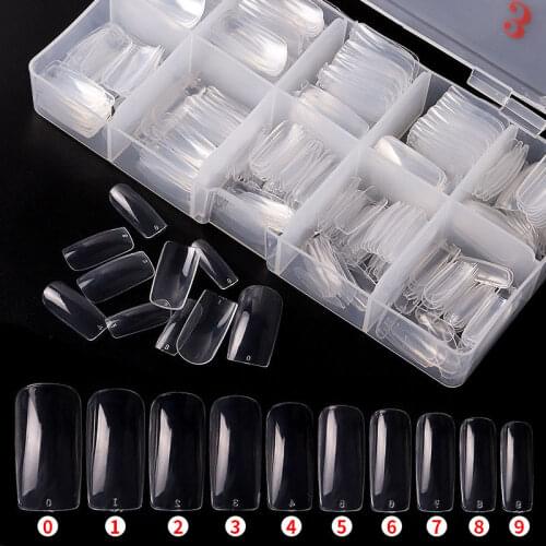 500pcs/box Artificial Nail Tips Full Cover Nails Acrylic Transparent Fake Nail Natural French False Nails Manicure DIY Tool