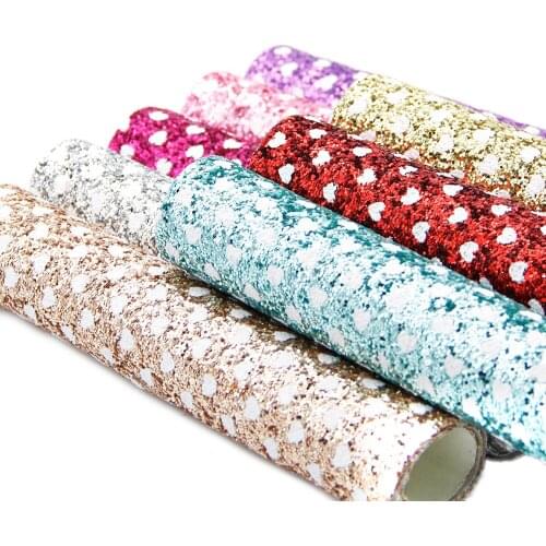 David accessories 20*33cm heart Valentines day Shiny Chunky Glitter Faux Synthetic Leather For Bow DIY Bag Shoes Crafts,1Yc5678