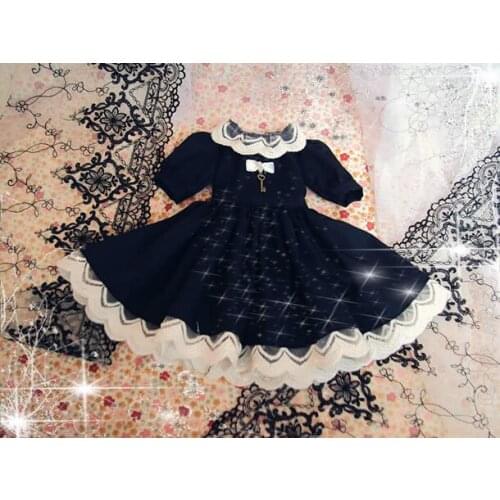 Bjd accessories doll 1/4 1/6 bjd clothes preppy style Doll black blue princess dress set customize clothing