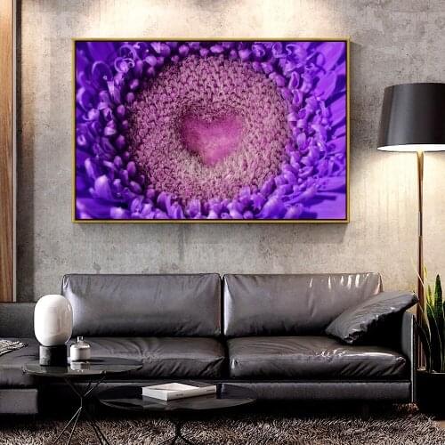 Artcozy Oil Canvas Painting gerbera_heart_violet For Home Decoration Wall Art