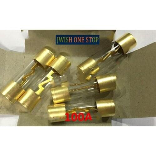 60A10A-100A5AG Car Audio Car Mounted Glass Fuse Tube 10X38NM Plated Gold 32V