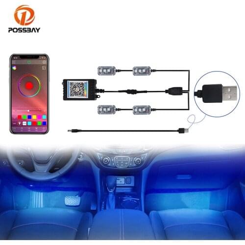 Car Led Atmosphere Lights Foot Light USB Wireless Remote Music Control Multiple Modes Interior Decorative Lamp RGB Car Styling