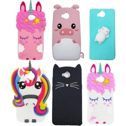 For Huawei Y5 2017/ Y6 2017 Case 5.0 inch 3D Cartoon Unicorn Cover For Huawei Y5 III Back Phone Cases Soft Silicone Cute Shells