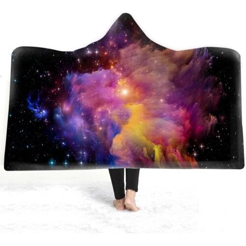 Colorful Star Print Magic Cloak Home Sofa TV Warm Double Heating Hooded Blanket Adult Children Nap Cashmere Hooded Blanket