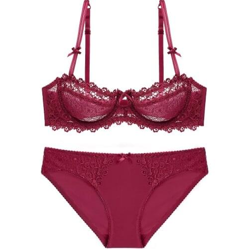 Europe and the United States sexy underwear set ultra-thin transparent comfortable bra set girl lace bow underwear underwear