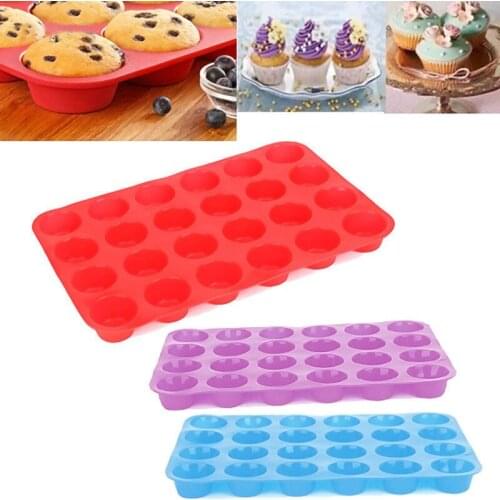 24 Cavity Silicone Muffin CupCake Cookie Chocolate Mould Pan Baking Tray Mold