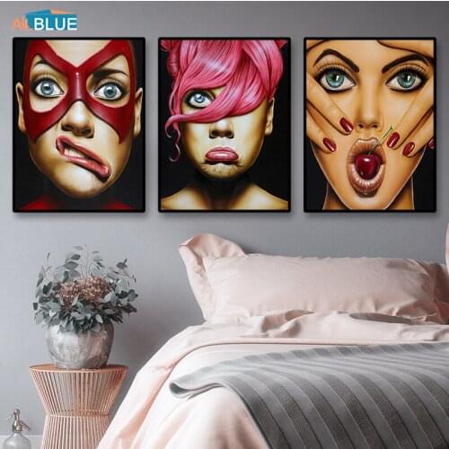 Canvas Art Print Sexy Women Exaggerated Expression Wall Art Canvas Painting For Girls Wall Pictures For Living Room Decorative