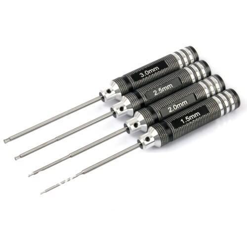 RC Hobby Tools HSP Model Car Black Metal Ball Head Hex Key ScrewDriver 1.5mm 2.0mm 2.5mm 3.0mm Tool Set 80211